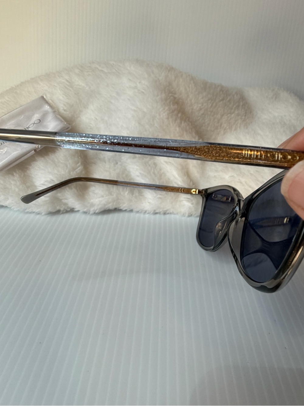 Jimmy Choo Women's BA/G/S sunglasses featuring a transparent grey frame - Picture 7 of 10